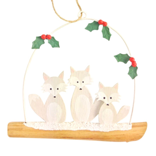 Arctic Fox Family: Hanging Christmas Decoration | Happy Piranha