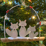 Arctic Fox Family: Hanging Christmas Decoration in a Christmas Tree  | Happy Piranha