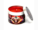 Aries the ram zodiac candle with lid off and red wax | Happy Piranha