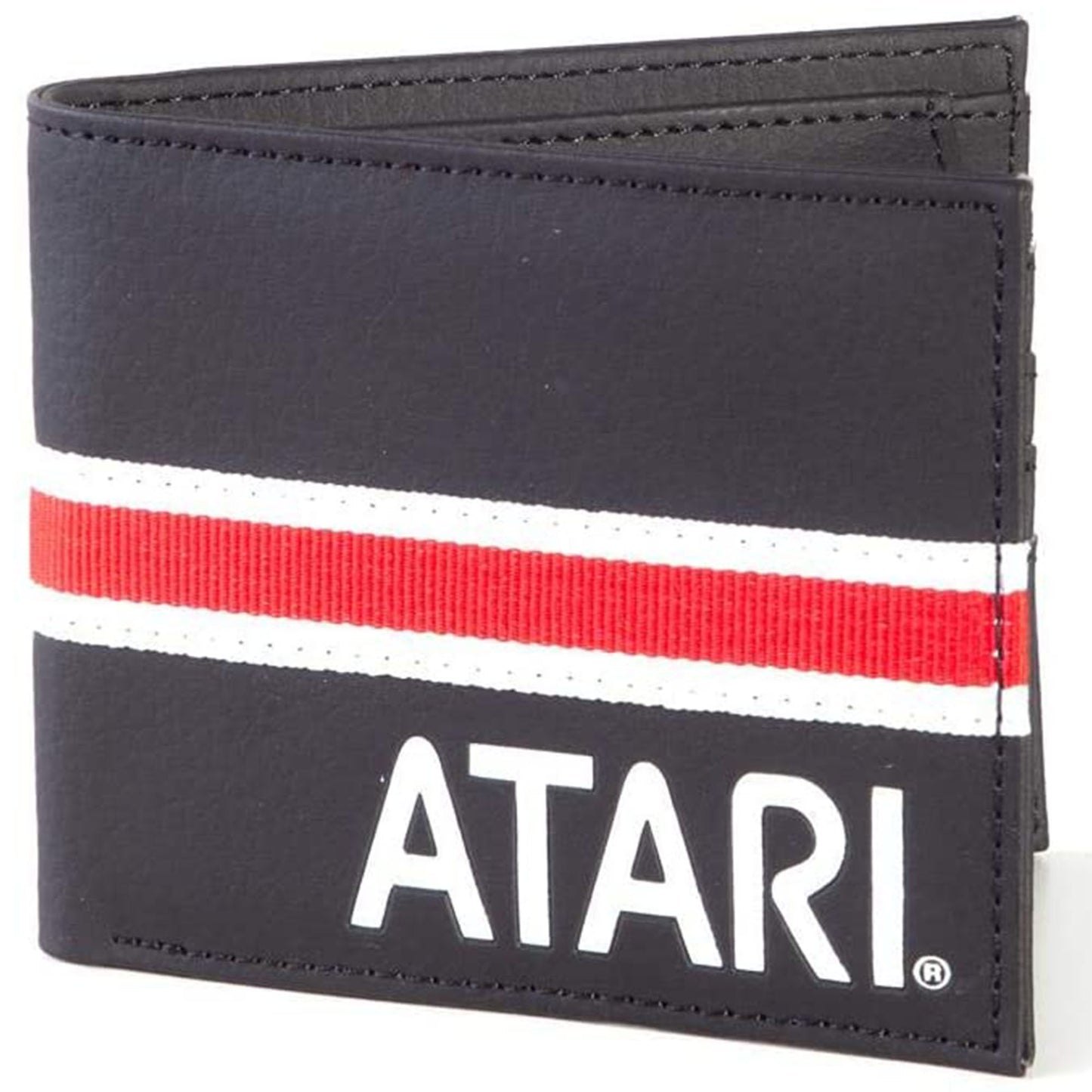 Atari Black, Red and White Stripe Retro Bifold Wallet (Front Design) | Happy Piranha