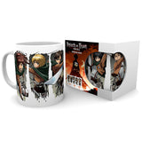 Attack on Titan Character Montage Mug in and out of its Packaging | Happy Piranha