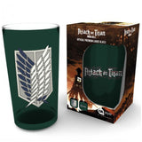 Attack on Titan Scout Badge XL Drinking Glass in and out of its Packaging | Happy Piranha
