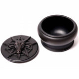 Bahomet Pentagram Black Resin Gothic Trinket Box With Lid Off | Happy Piranha