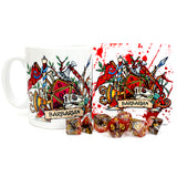 Dungeons and Dragons (DnD) Customisable Class Dice Mug & Coaster Set (Barbarian) | Happy Piranha