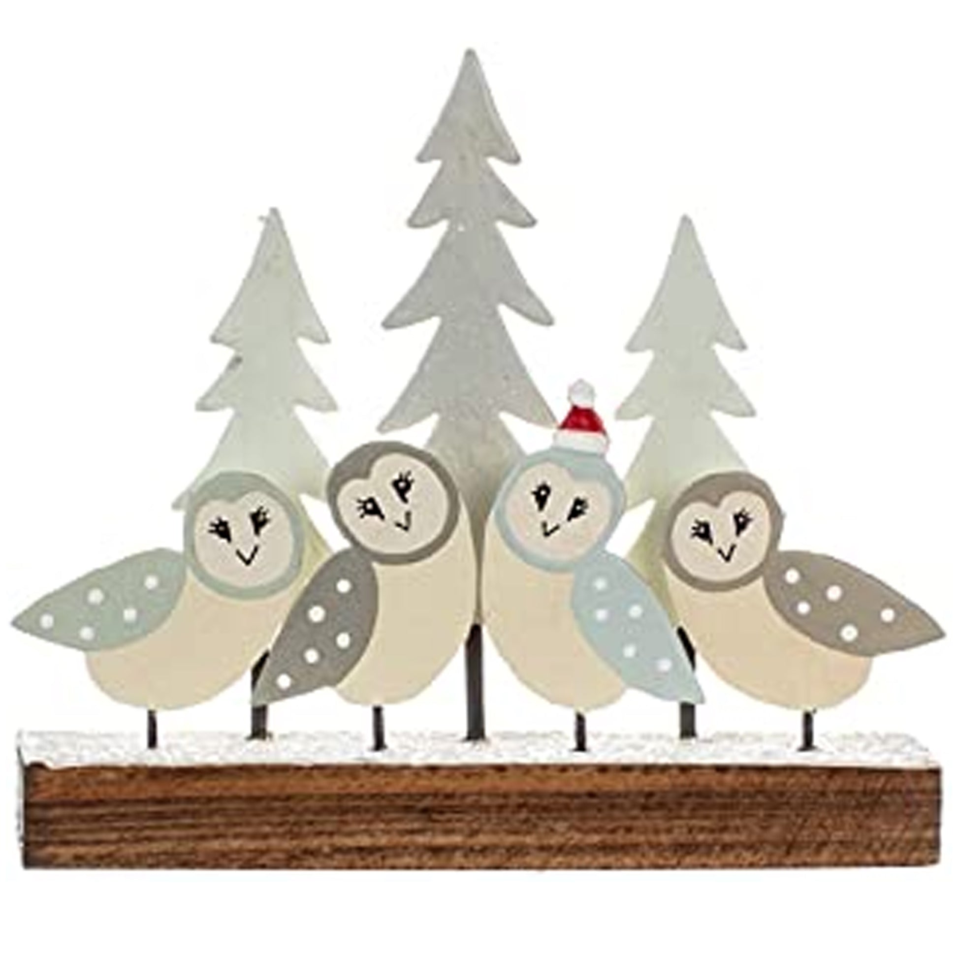 Barn Owls on Block Christmas Decoration | Happy Piranha