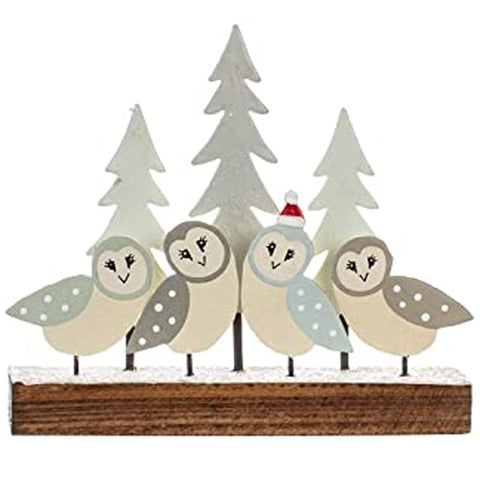 Barn Owls on Block Christmas Decoration | Happy Piranha