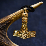Bird Headed Thor's Hammer: Gold Plated Viking Pendant Hanging from a Branch | Happy Piranha