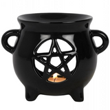 Black Cauldron With Pentagram Oil Burner and Wax Melt Warmer | Happy Piranha
