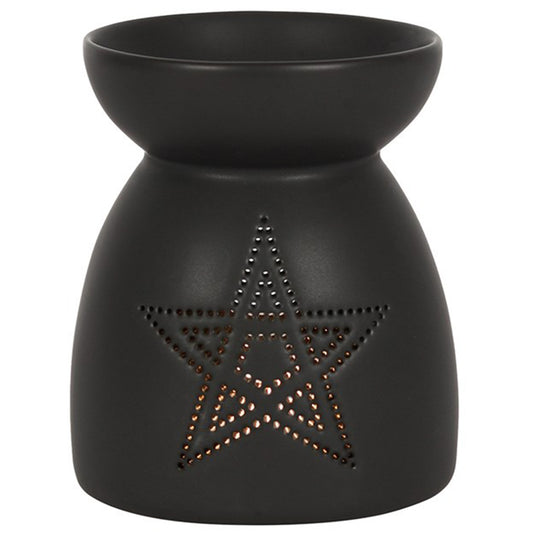 Black Pentagram Cut Out Oil Burner and Wax Melt Warmer | Happy Piranha