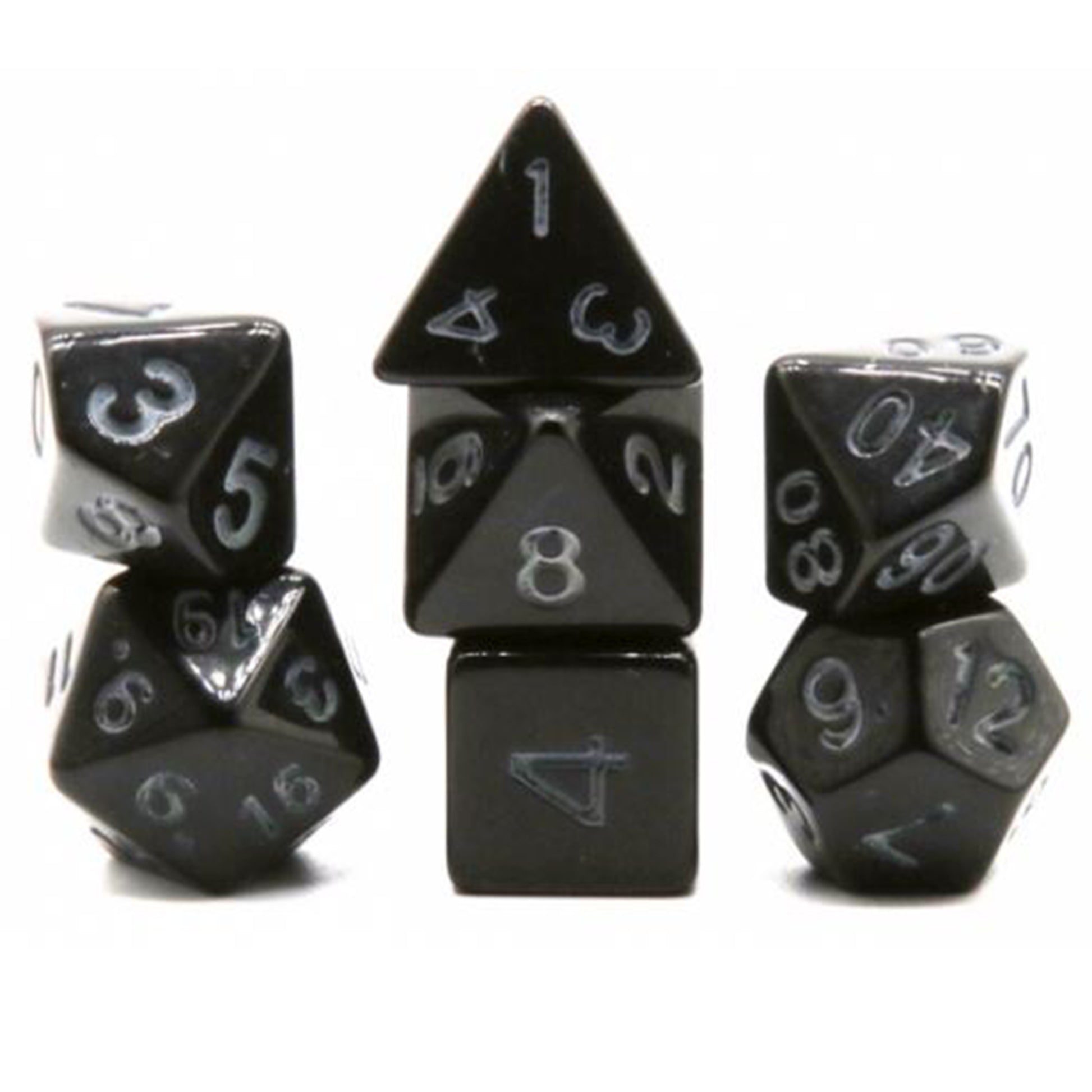 Dark Matter - Graphite Number Obsidian Poly Dice Set | Happy Piranha