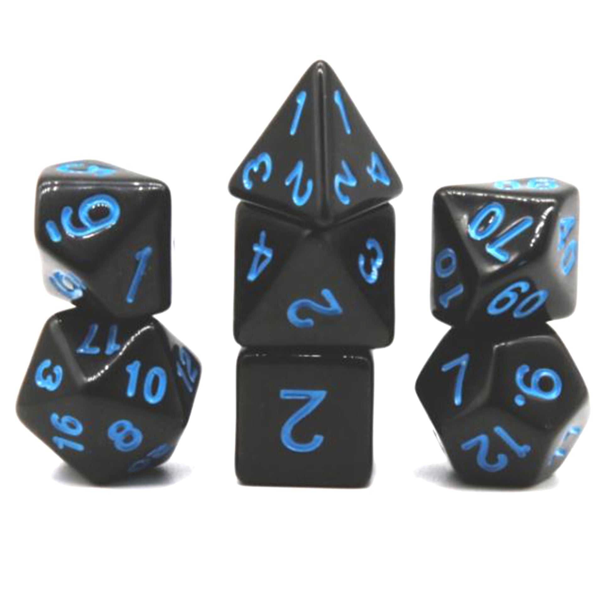 Swellstone - Blue Number Obsidian Poly Dice Set | Happy Piranha