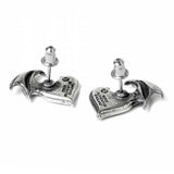 Blacksoul Studs: Winged Heart Pewter Stud Earrings Underside Design | Happy Piranha