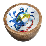 Mango Wood Nautical Nut Bowls (Blue Crab) | Happy Piranha