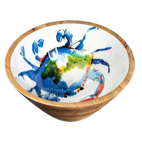 Mango Wood Blue Crab Bowl | Happy Piranha