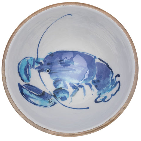 Mango Wood Blue Lobster Bowl (25 cm) | Happy Piranha