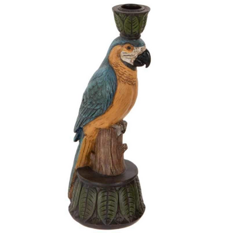 Blue Macaw Parrot Candlestick Candle Holder | Happy Piranha