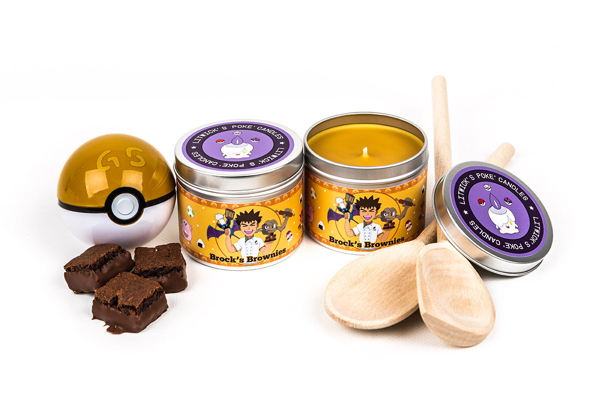 Some Brocks brownies pokemon scented candles by Happy Piranha