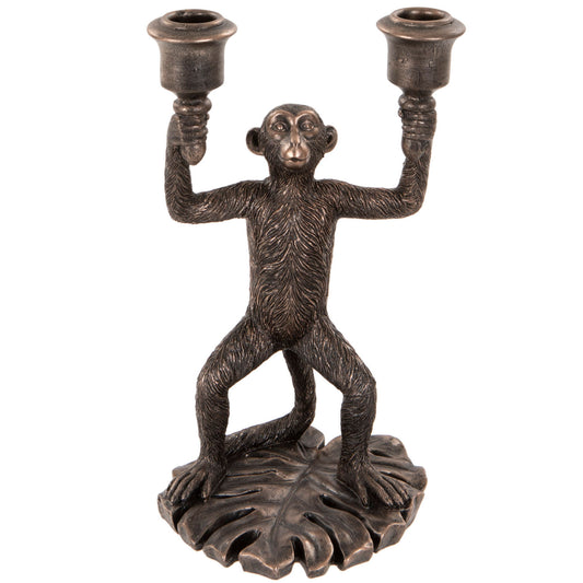Bronze Monkey Candlestick Candle Holder | Happy Piranha