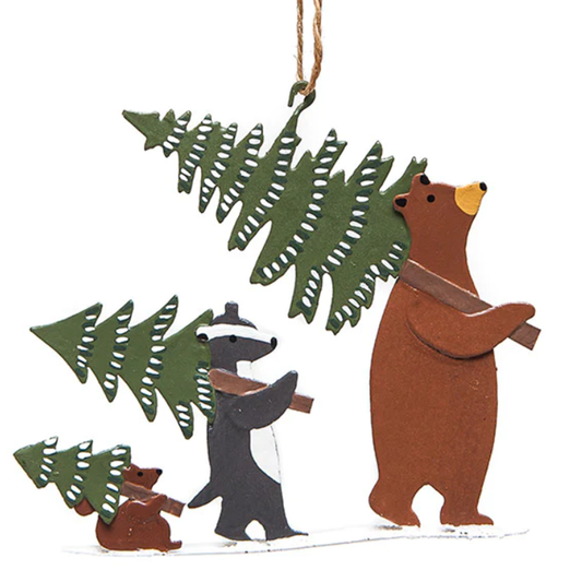 Animals Carrying the Tree: Hanging Christmas Decoration | Happy Piranha