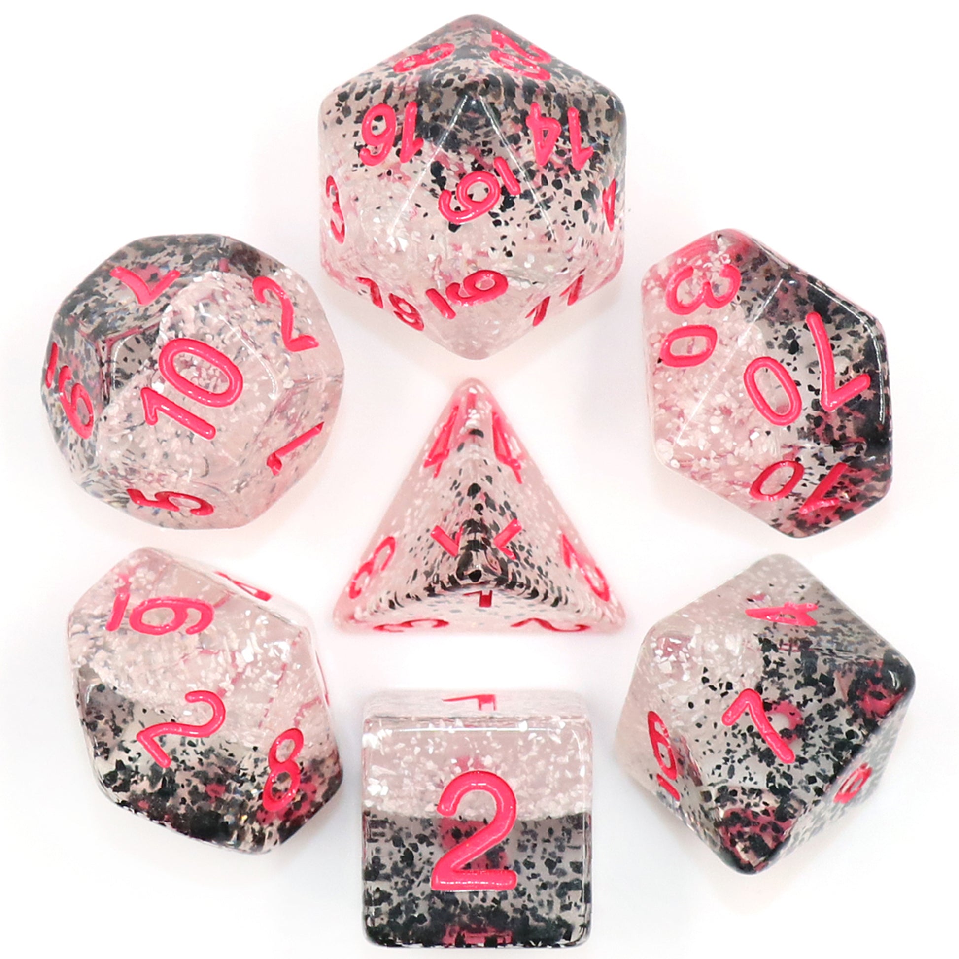 Blood & Ink Poly Dice Set - Chess Player (Black and White Droplets) | Happy Piranha 