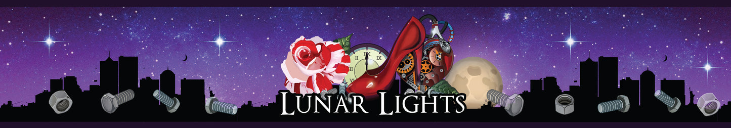 Lunar Lights scented candle label design | Happy Piranha.