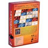 Codenames Board Game Back of Box | Happy Piranha