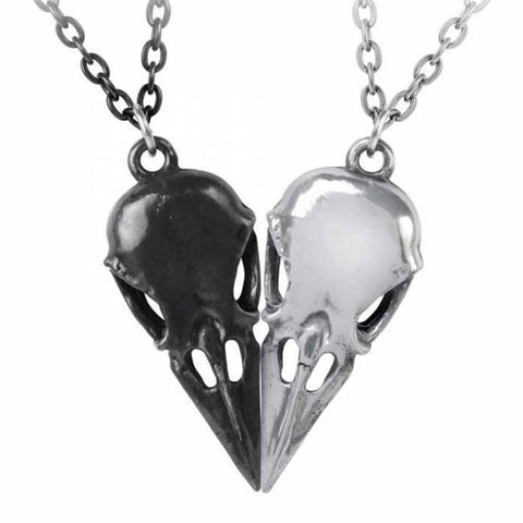 Coeur Crane: Raven Skulls Pewter Friendship Necklace | Happy Piranha