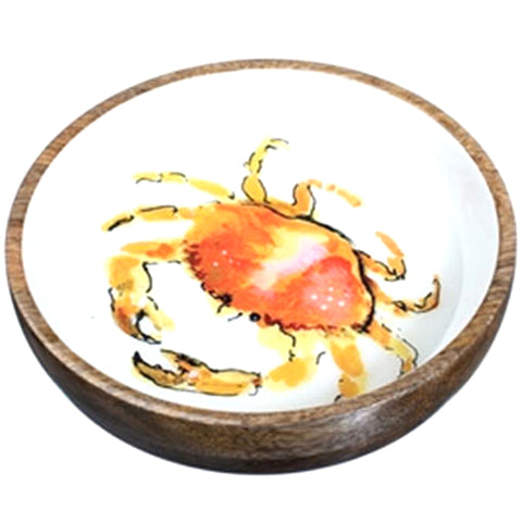 Shallow Mango Wood Orange Crab Bowl (20 cm) | Happy Piranha