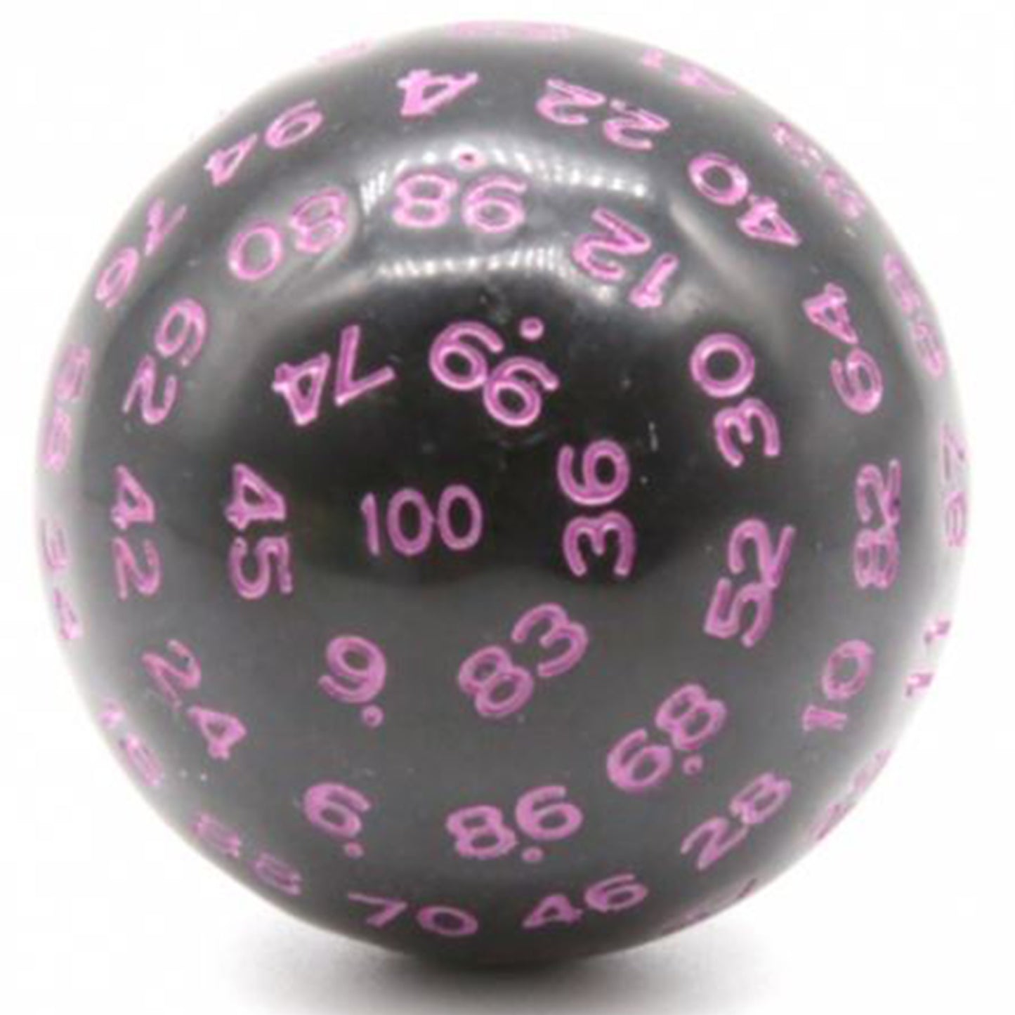 D100 One Hundred Sided Dice - Black with Purple Numbers | Happy Piranha