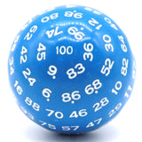 D100 One Hundred Sided Dice - Blue with White Numbers | Happy Piranha