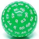 D100 One Hundred Sided Dice - Green with White Numbers | Happy Piranha