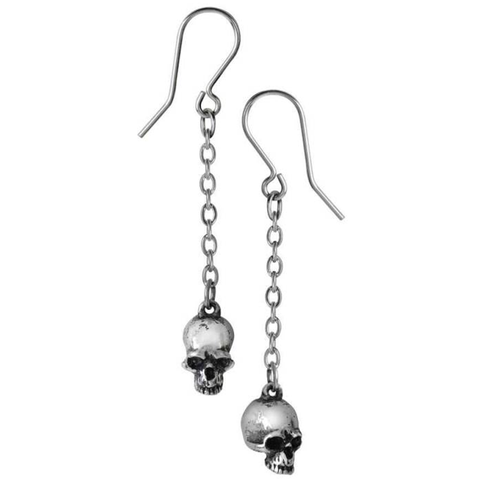 Deadskulls - Pewter Hanging Skull Earrings | Happy Piranha