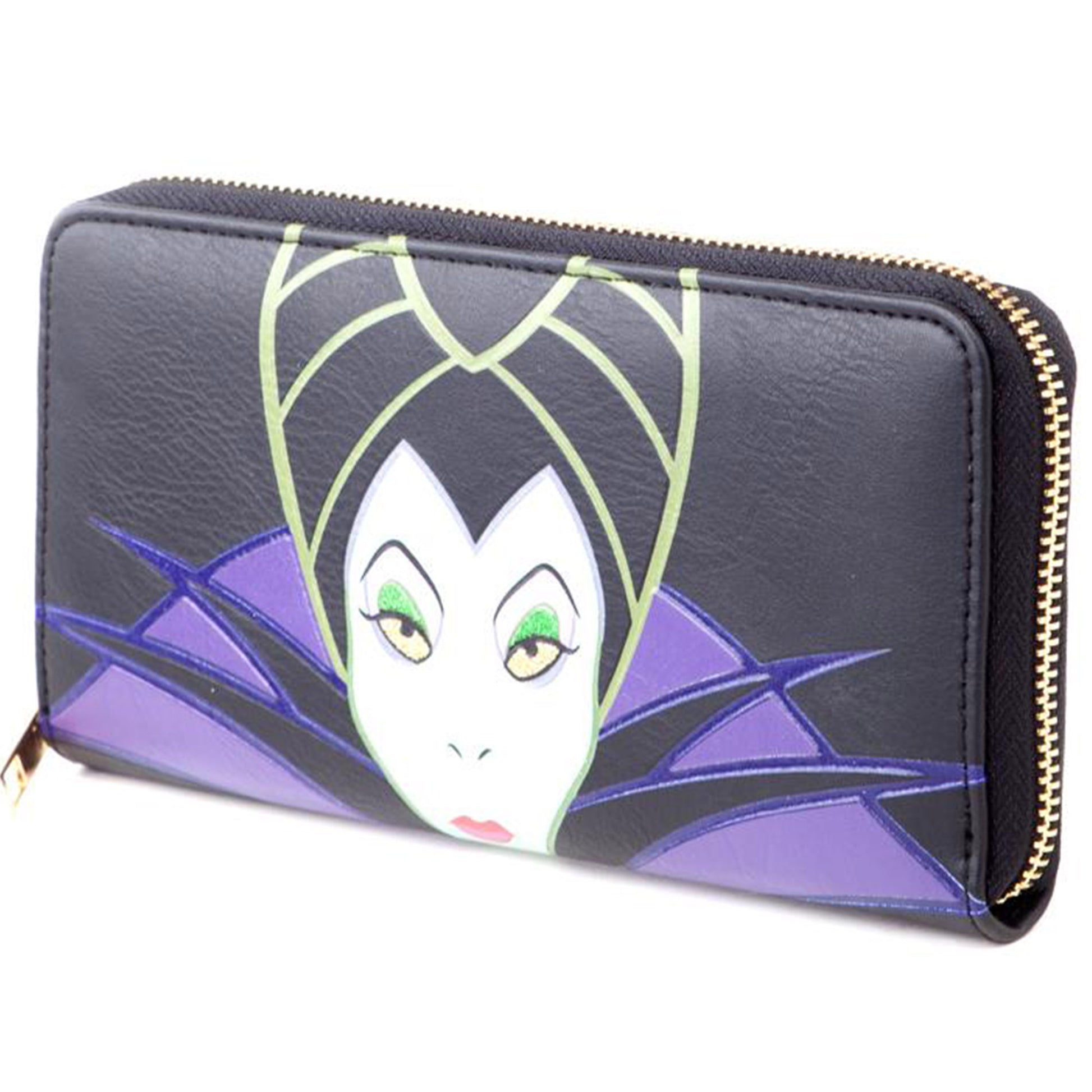 Disney Maleficent Ladies Zip Around Wallet / Purse Side Profile | Happy Piranha