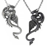 Draconic Tryst: Pewter Dragons Friendship Pendant (Separated) | Happy Piranha
