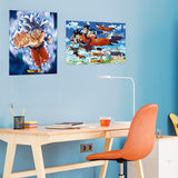 Dragon Ball Super Art Poster 2 Set on a Blue Wall | Happy Piranha