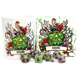 Dungeons and Dragons (DnD) Customisable Class Dice Mug & Coaster Set (Druid) | Happy Piranha