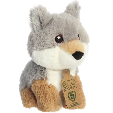 Eco Nation 13cm Mini Grey Timber Wolf Soft Toy | Happy Piranha