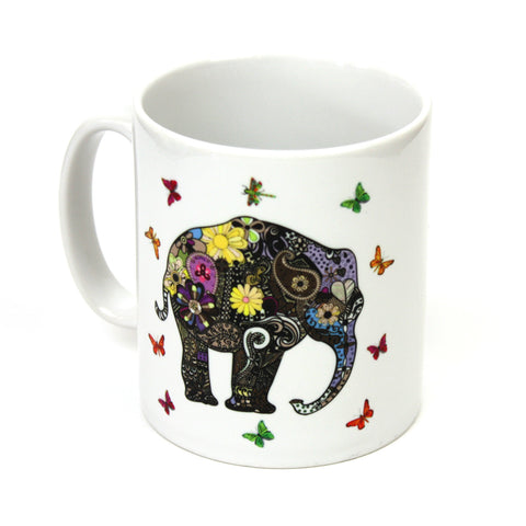 Henna art elephant coffee mug by Happy Piranha
