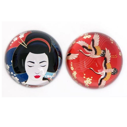 Geisha and Crane Glass Paperweights - Inspired by Japan | Happy Piranha