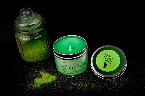 Fairy Dust scented candle by Happy Piranha with glitter!