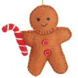 Felt Gingerbread Family Hanging Christmas Decorations (Candy Cane) | Happy Piranha