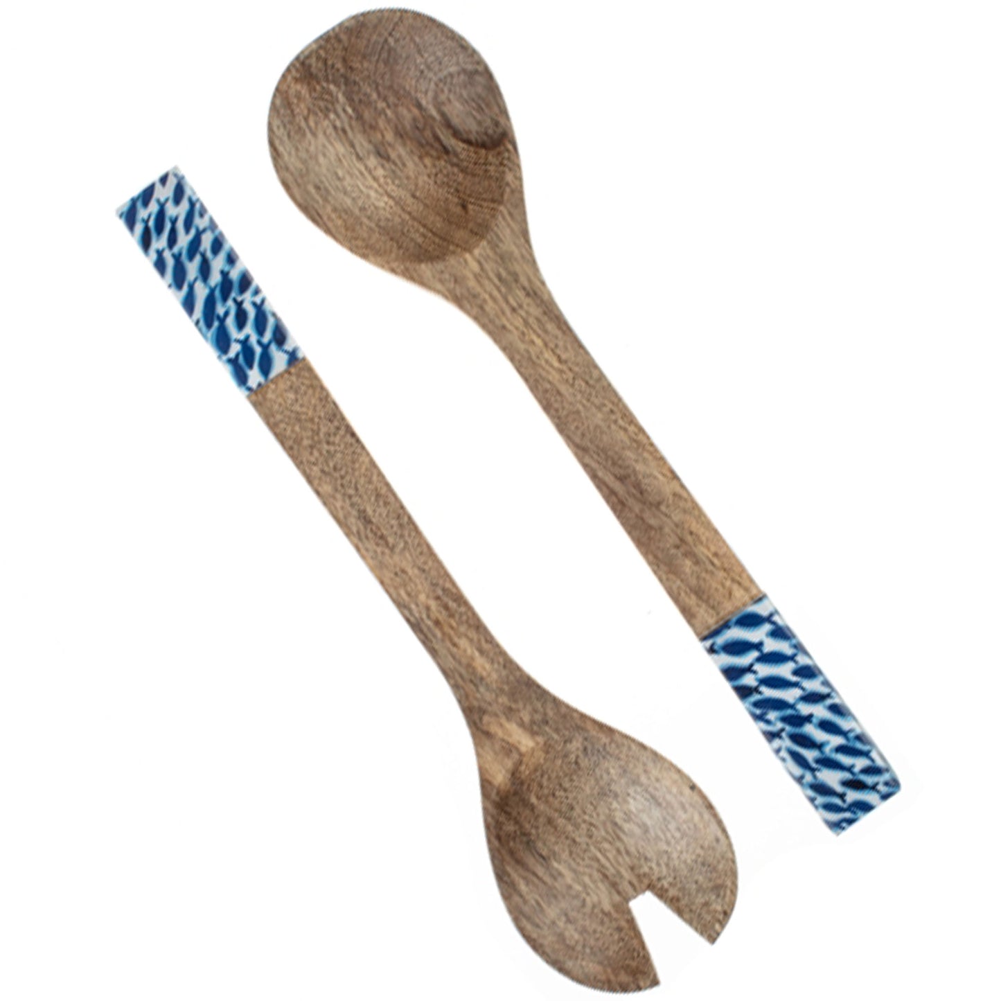 Mango Wood Shoal of Fish Wooden Salad Servers | Happy Piranha