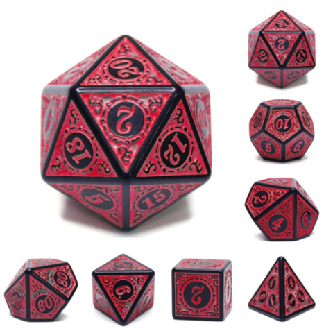 Magic Rune Polyhedral Dice Sets (Red) | Happy Piranha