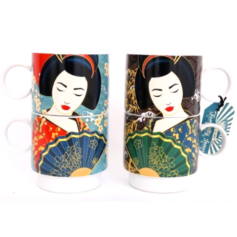 Geisha Stacking Mug Two Set - Inspired by Japan | Happy Piranha