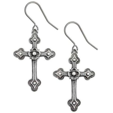Gothic Devotion Crosses - Pewter Earrings | Happy Piranha