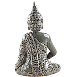 Grey Ceramic Crackled Buddha Statue Decoration (Back) | Happy Piranha