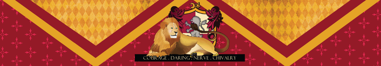 Courage, Gryffindor inspired scented candle label by Happy Piranha.