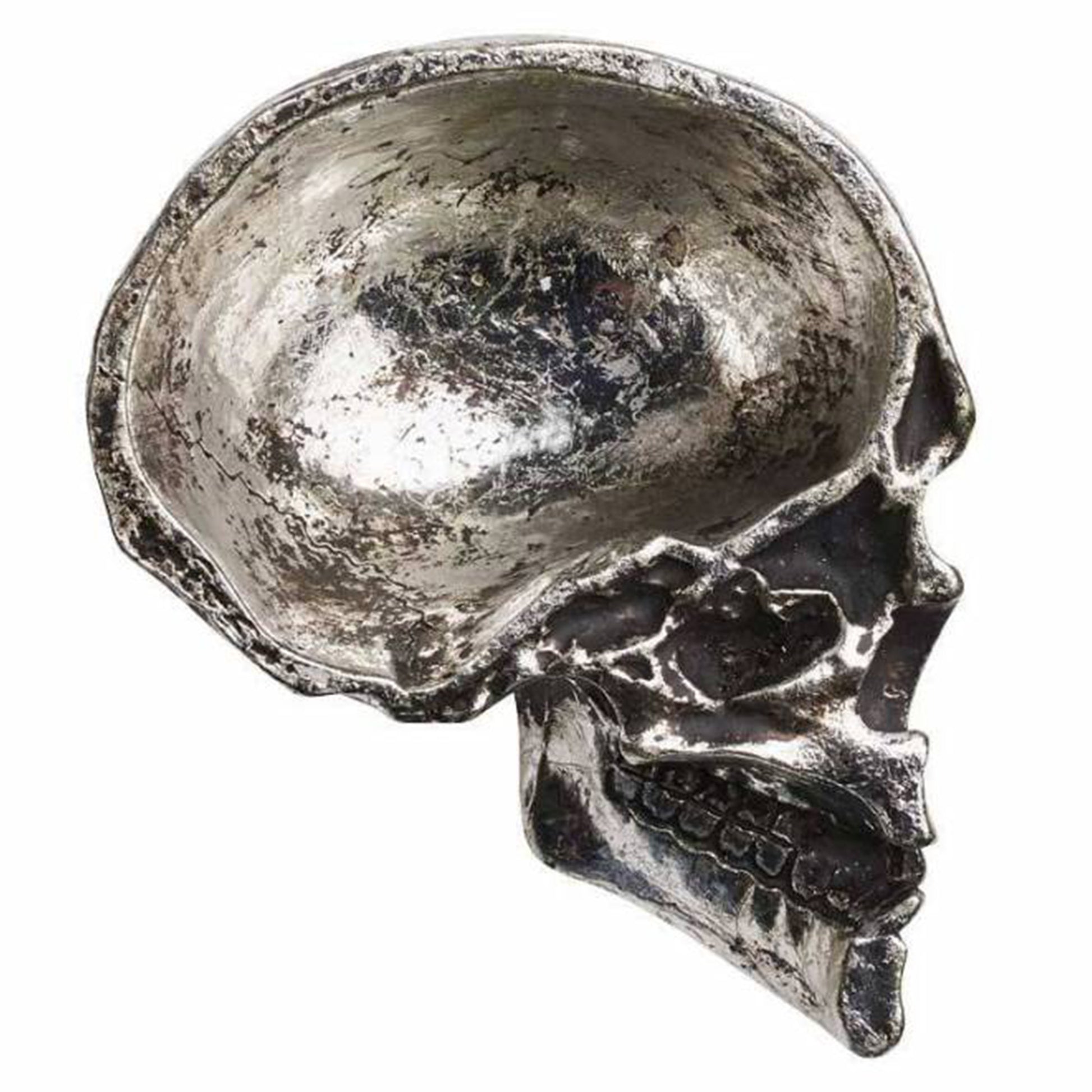 Silver Half Skull Trinket Dish Abov View | Happy Piranha