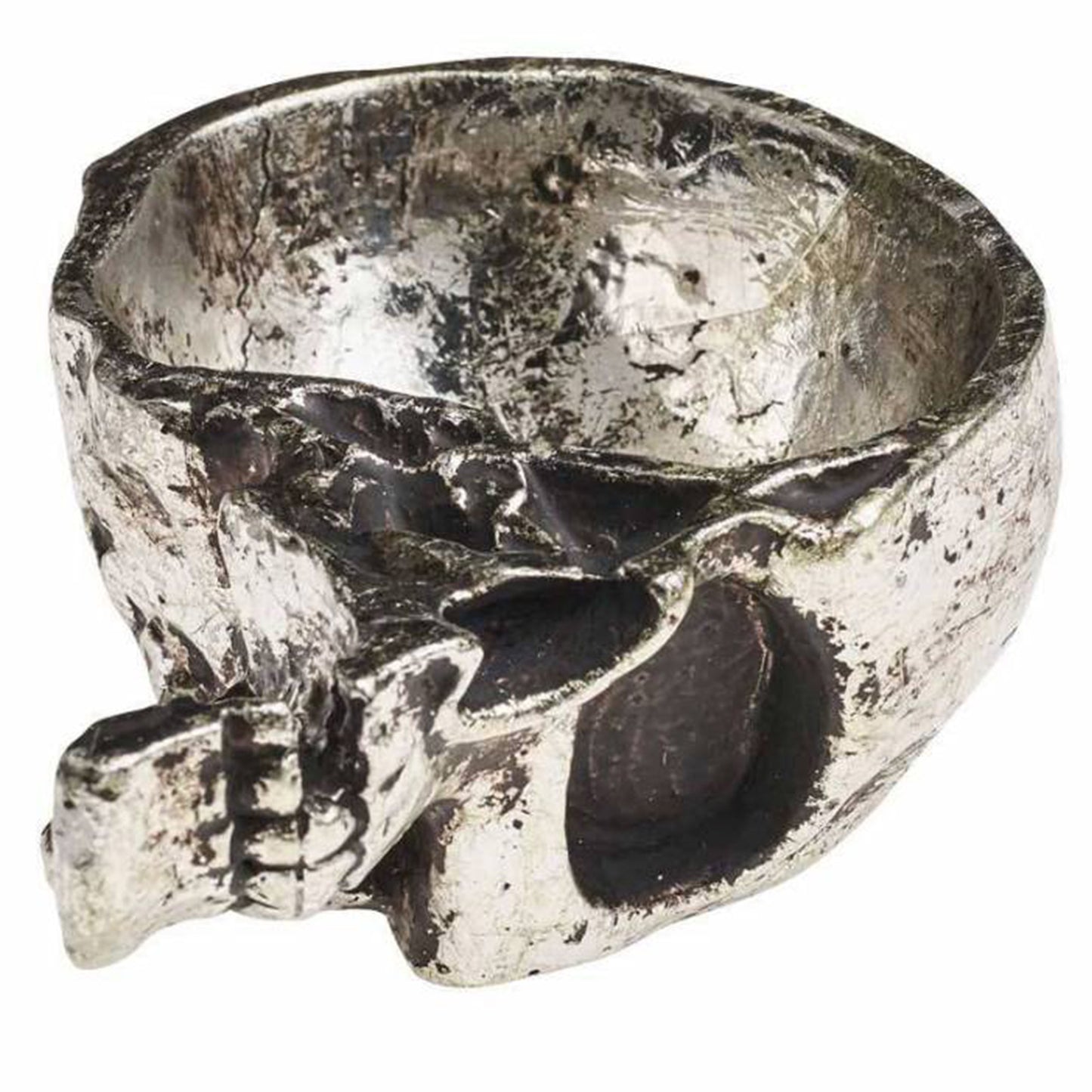 Silver Half Skull Trinket Dish Side Profile | Happy Piranha
