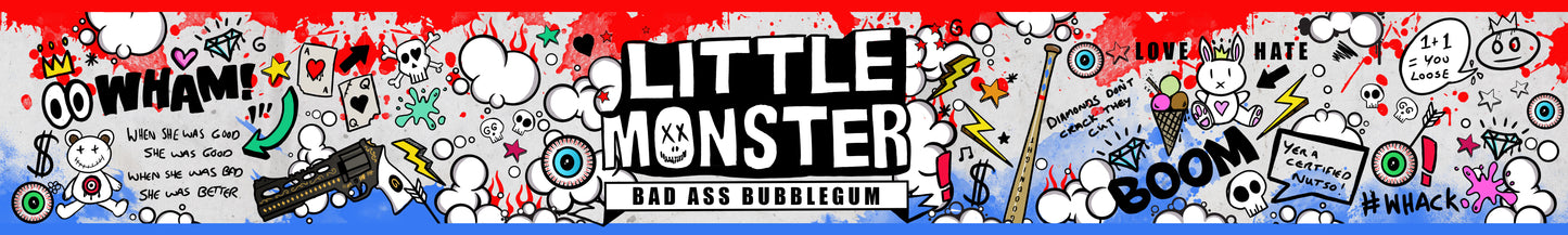 Little monster Harley Quinn inspired scented candle label design | Happy Piranha.